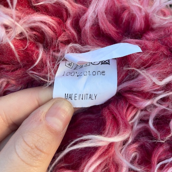 Jean jacket with red fur trim size large made in Italy - Picture 10 of 12